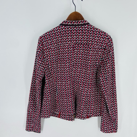 Basler Pink Navy White Faux Tweed Zip-Up Blazer Size EU40 - Picture 2 of 12